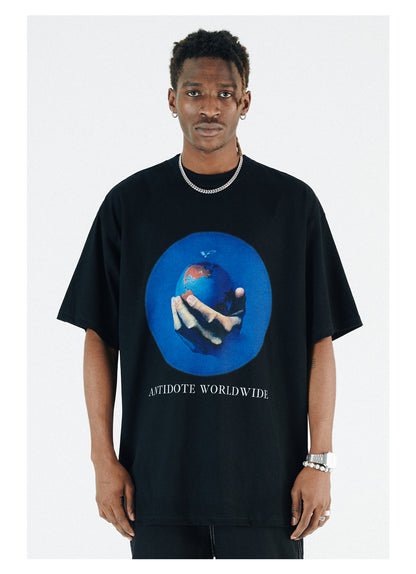 Summer New Earth Short-sleeved T-shirt Trend Loose hip-hop Street Men And Women