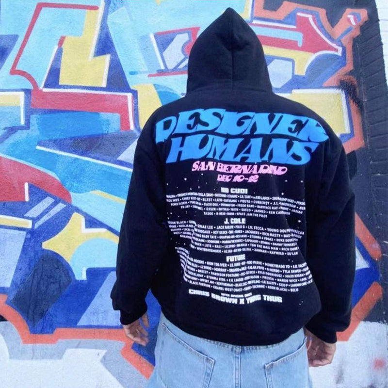 Men's Music Festival Hooded Black Casual Sweatshirt