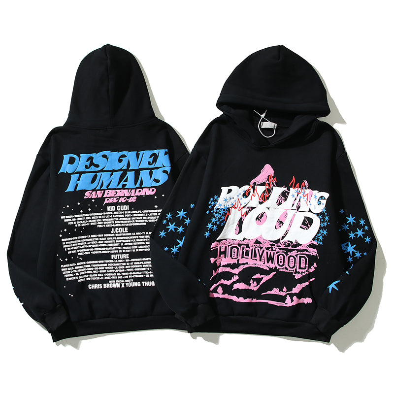 Men's Music Festival Hooded Black Casual Sweatshirt