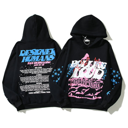 Men's Music Festival Hooded Black Casual Sweatshirt