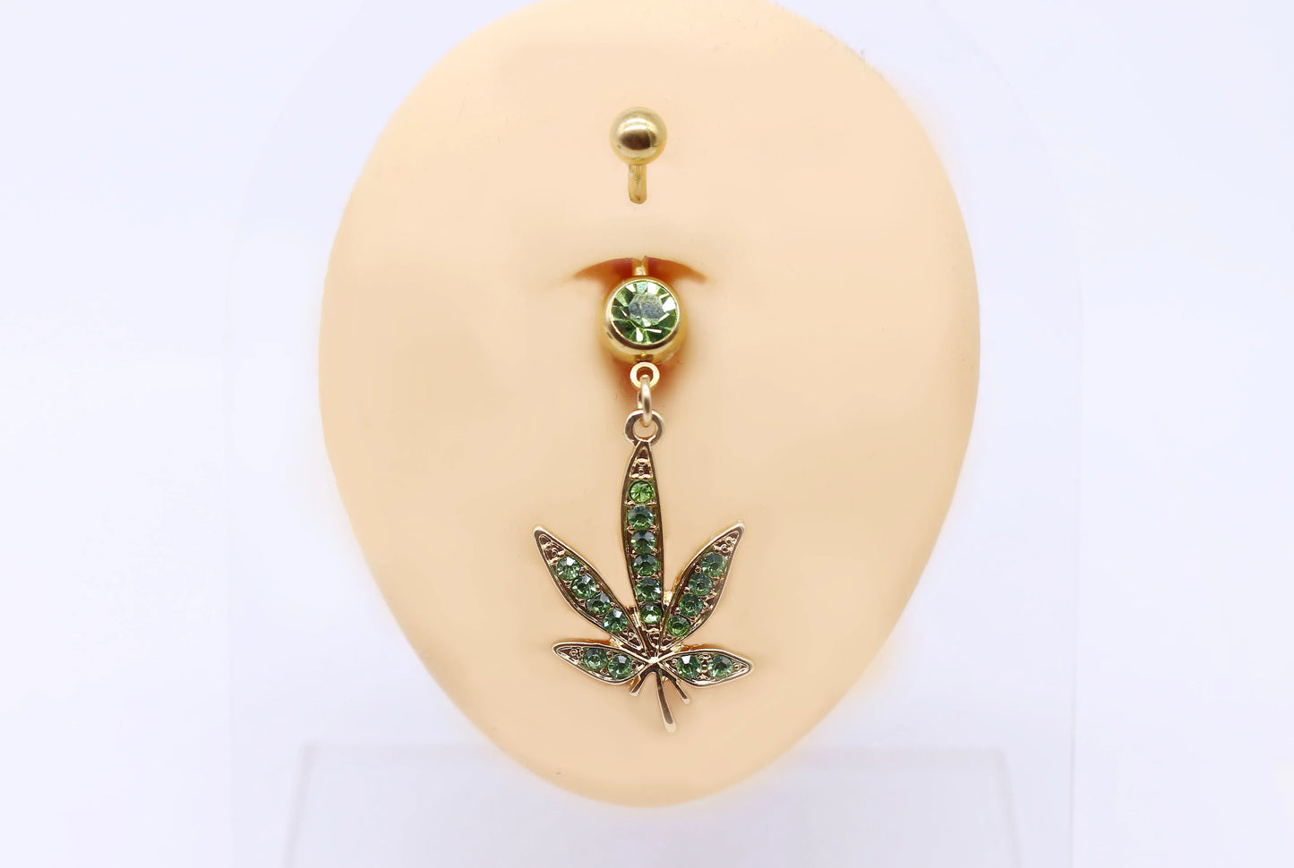 Hot sale CZ dangle belly button rings Gem Weed leaf 316L surgical steel Piercing Jewelry Belly Piercing