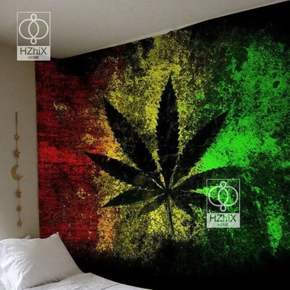 Boho Decor Home Decor Trippy Weed Leaf Tapestry Hippie Decor Murale Chambre Room Decor Wall Tapestry