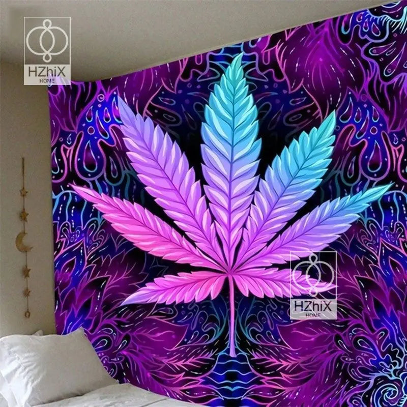 Boho Decor Home Decor Trippy Weed Leaf Tapestry Hippie Decor Murale Chambre Room Decor Wall Tapestry