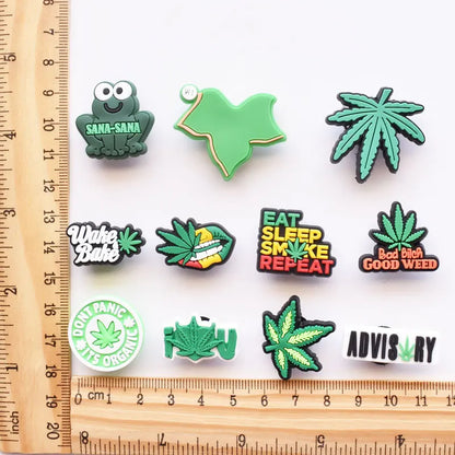 1Pcs Weed Shoe Charms Accessories Fits for Crocs Boys Girls Kids Women Teens Christmas Gifts Birthday Party Favors Pins