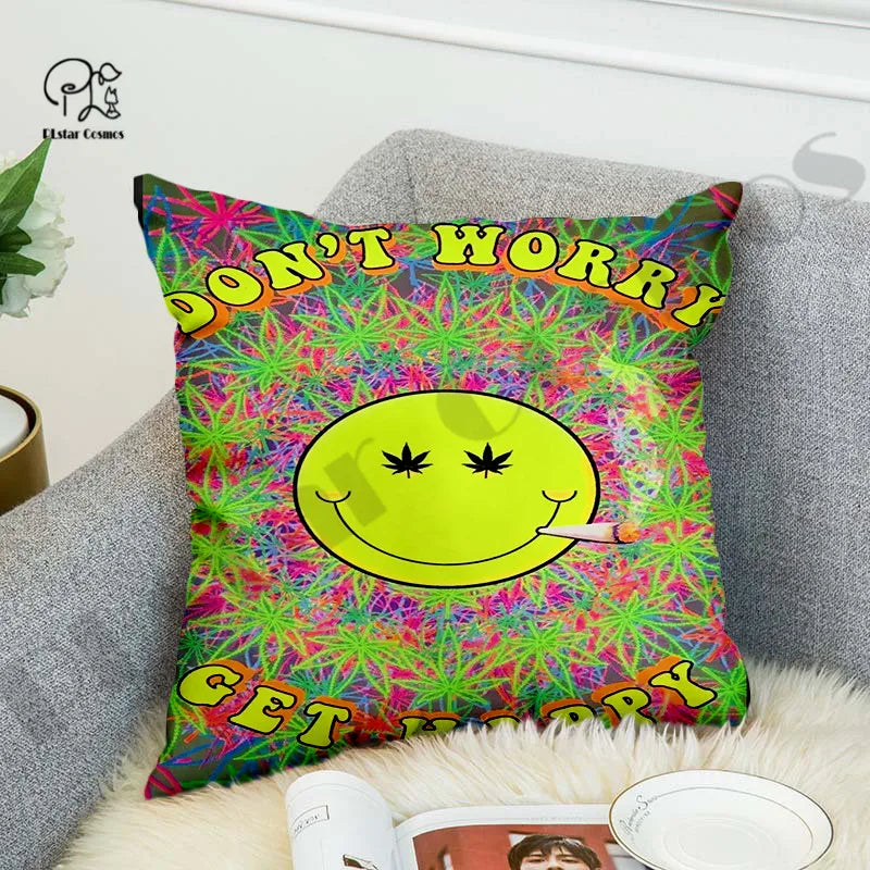 Hippie Weed Funny Newest Bed Pillow Case Polyester Decorative Pillowcases Throw Sofa Pillow Cover style-7