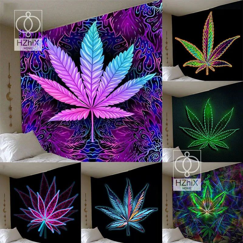 Boho Decor Home Decor Trippy Weed Leaf Tapestry Hippie Decor Murale Chambre Room Decor Wall Tapestry