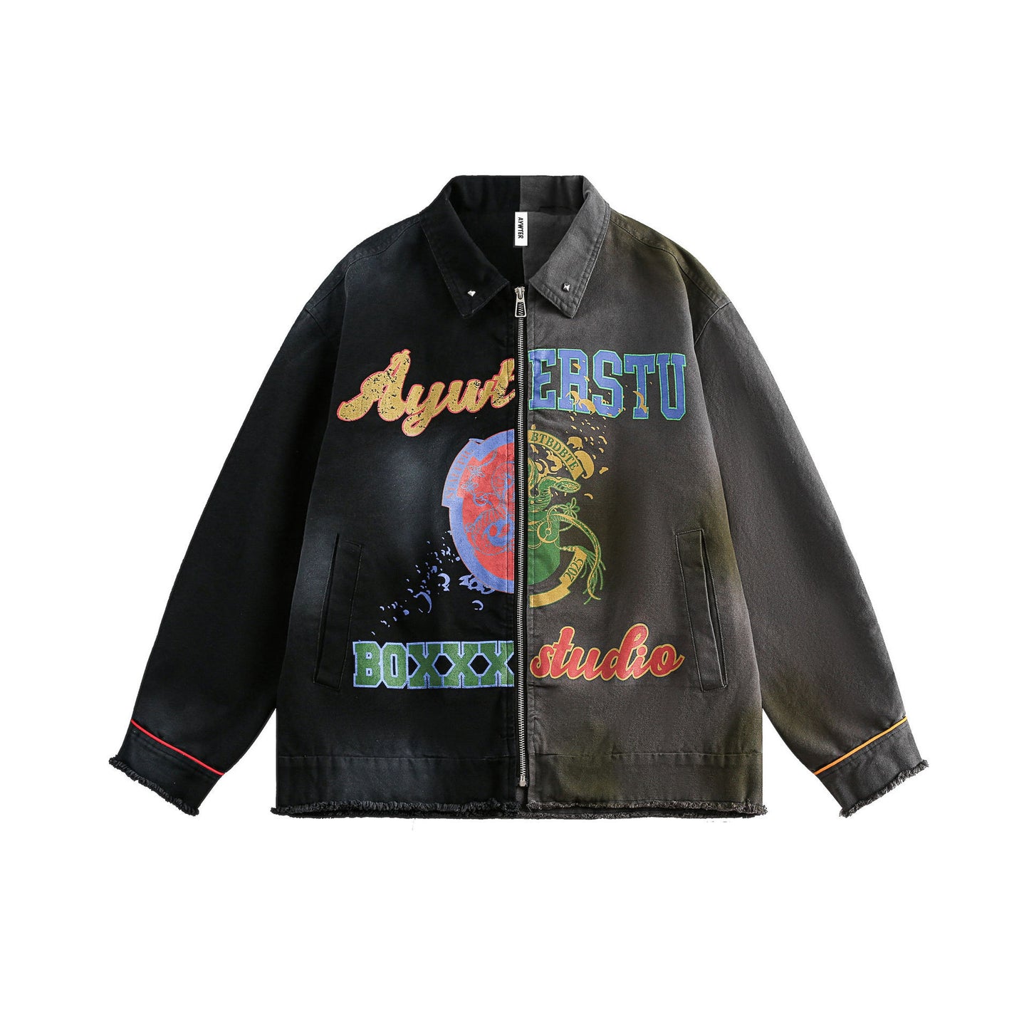 Multi-Element Graffiti Stitching Jacket Men's Spring Loose Touch