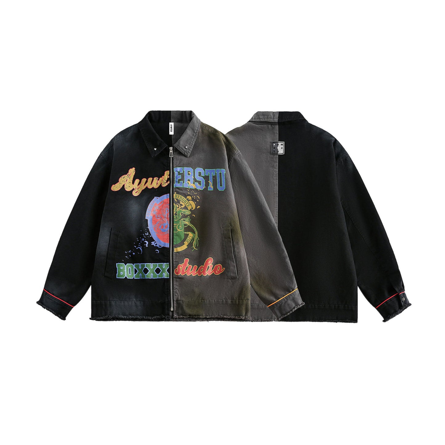 Multi-Element Graffiti Stitching Jacket Men's Spring Loose Touch